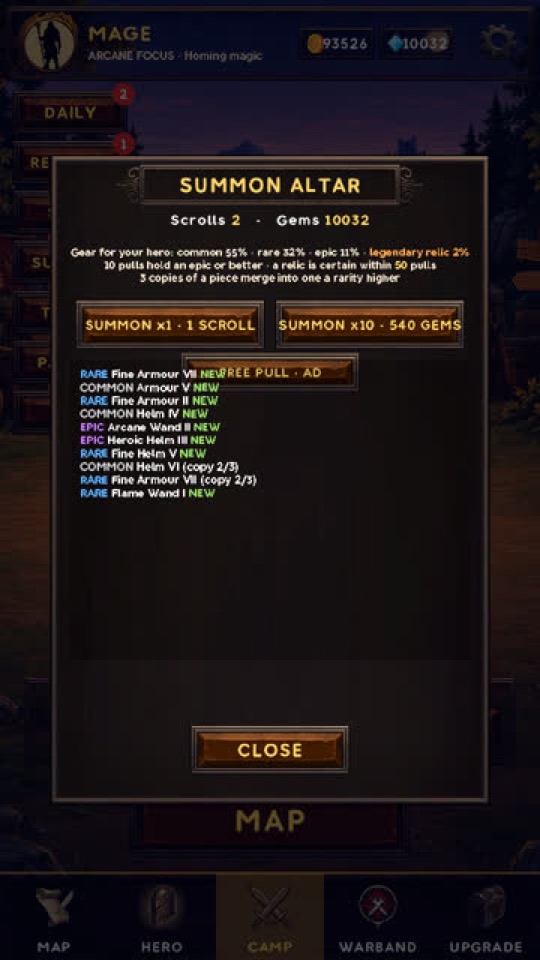 The Summon Altar with ten items pulled